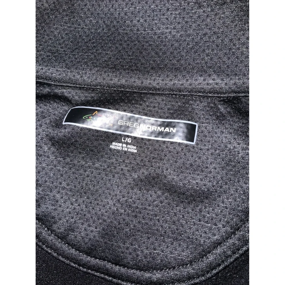 Greg Norman Mens Large Charcoal‎ Gray Quarter Zip Pullover Golf Shark Logo